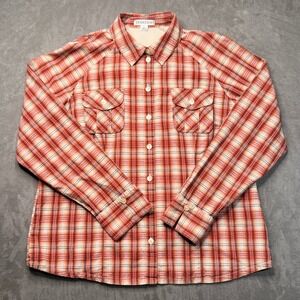 Pendleton Shirt Womens Large Red Plaid Cotton Button Up Ventilated Back Outdoor